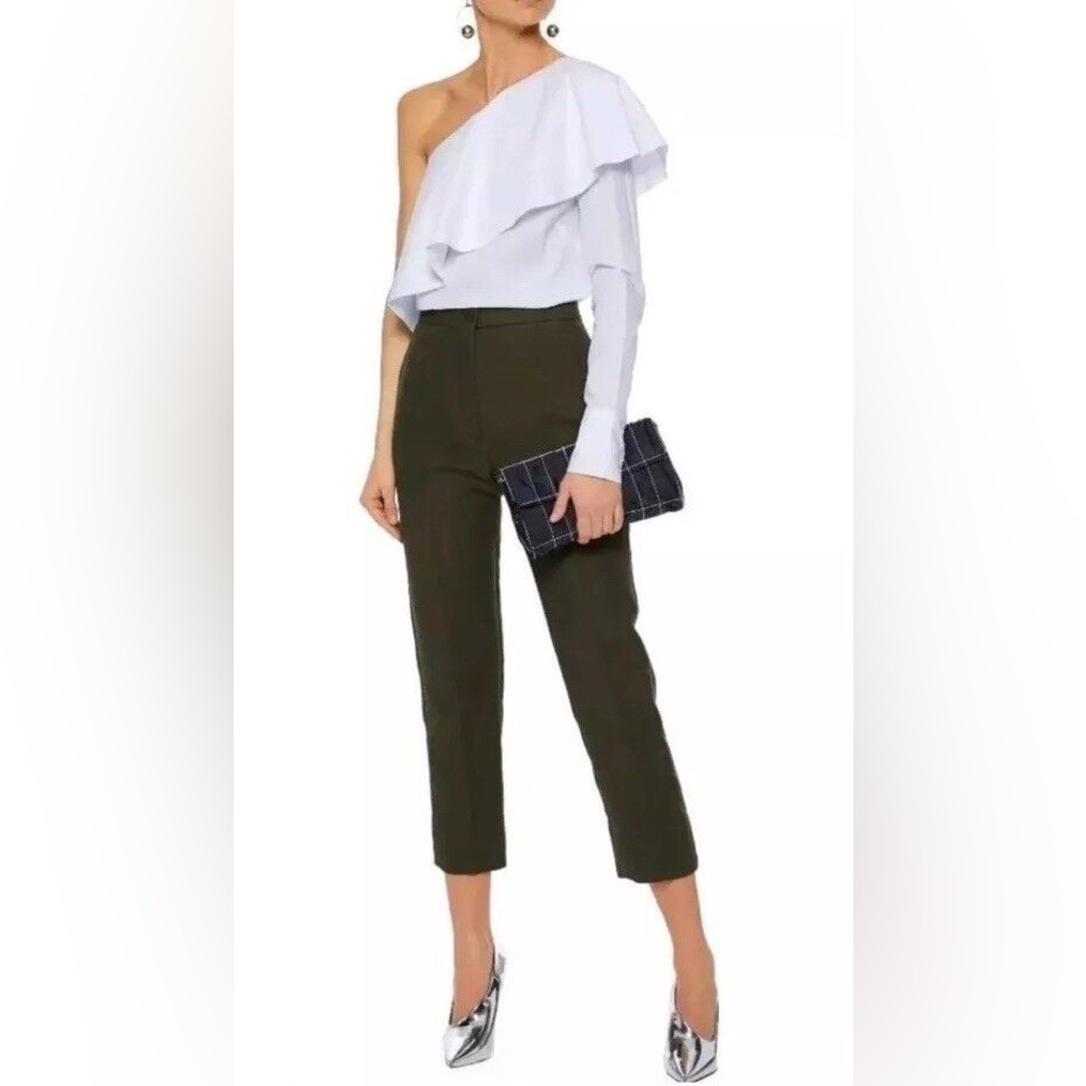 ROBERT RODRIGUEZ One-Shoulder Ruffle Poplin Top -Blouse size 4